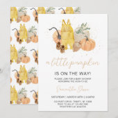 Invitation Petit Baby shower Citrouille neutre pour les femme (Devant / Derrière)