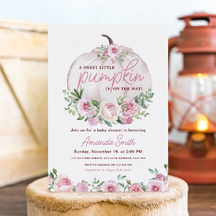 Invitation Petit Baby shower Citrouille rose