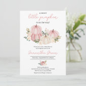 Invitation Petit Baby shower Citrouille rose fille (Debout devant)