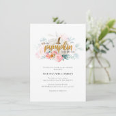 Invitation Petit Baby shower Citrouille rose Floral (Debout devant)