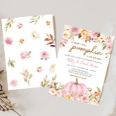 Invitation Petit Baby shower Citrouille rose Floral