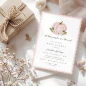 Invitation Petit Baby shower Citrouille rose Floral