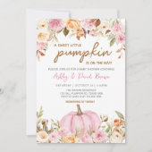 Invitation Petit Baby shower Citrouille rose Floral (Devant)