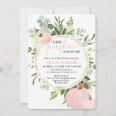 Invitation Petit baby shower citrouille rose verdure fille (Devant)