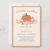 Invitation Petit Baby shower Citrouille Rustique Automne Flor (Devant)