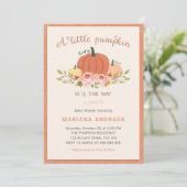 Invitation Petit Baby shower Citrouille Rustique Automne Flor (Debout devant)