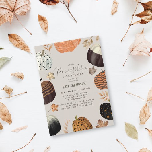 Invitation Petit Baby shower Citrouille unique, peint à l'aut