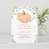 Invitation Petit Baby shower Citrouille verdoyant (Debout devant)