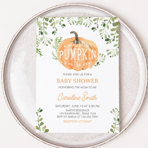 Invitation Petit Baby shower Citrouille verdoyant