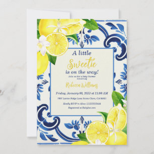 Invitation Petit Baby shower Citrus Citrus de Carrelage bleu 