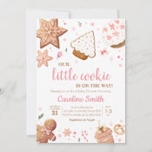 Invitation Petit Baby shower Cookie de Noël rose (Devant)