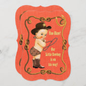 Invitation Petit Baby shower Cowboy (Devant / Derrière)