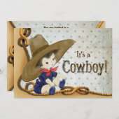 Invitation Petit Baby shower Cowboy (Devant / Derrière)