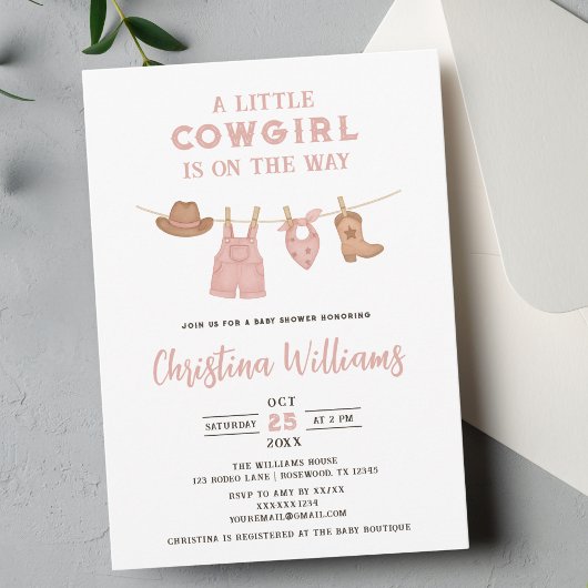 Invitation Petit Baby shower Cowgirl