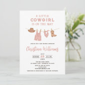 Invitation Petit Baby shower Cowgirl (Debout devant)