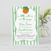 Invitation Petit Baby shower Cutie Citrus Baby shower orange (Debout devant)