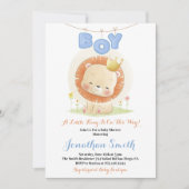 Invitation petit Baby shower d'aquarelle Safari Lion (Devant)