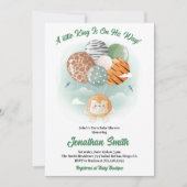 Invitation petit Baby shower d'aquarelle Safari Lion (Devant)