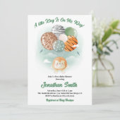 Invitation petit Baby shower d'aquarelle Safari Lion (Debout devant)
