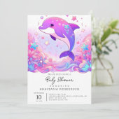 Invitation Petit Baby shower dauphin (Debout devant)