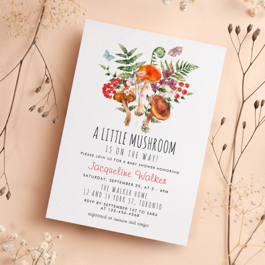 Invitation Petit Baby shower d'automne de champignons