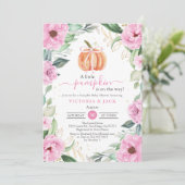 Invitation Petit Baby shower d'automne de feuille de fleurs r (Debout devant)