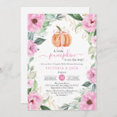 Invitation Petit Baby shower d'automne de feuille de fleurs r (Devant / Derrière)