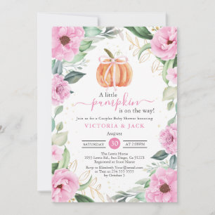Invitation Petit Baby shower d'automne de feuille de fleurs r