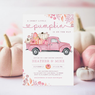 Invitation Petit Baby shower d'automne rose Citrouille