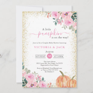 Invitation Petit Baby shower d'automne rose Citrouille