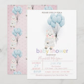 Invitation Petit Baby shower de ballons d'agneau (Devant / Derrière)