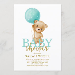Invitation Petit baby shower de ballons d'ours
