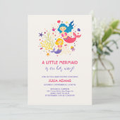 Invitation Petit Baby shower de brise marine de sirène (Debout devant)