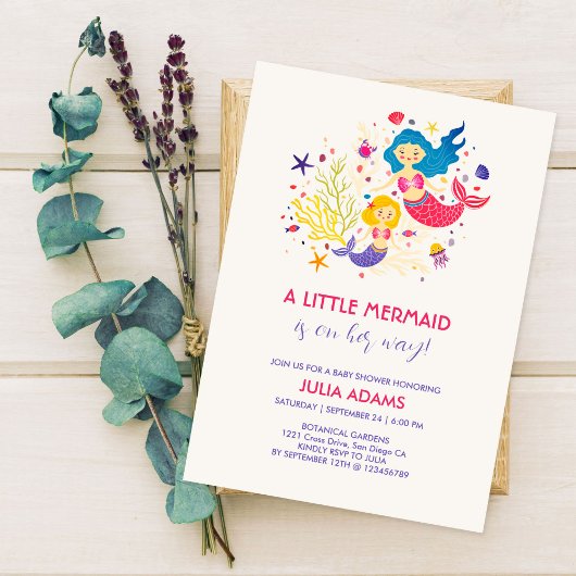 Invitation Petit Baby shower de brise marine de sirène