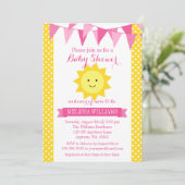 Invitation Petit Baby shower de Bunch Jaune Rose Brillant (Debout devant)