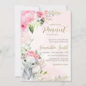Invitation Petit Baby shower de cacahuète rose Floral (Devant)