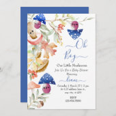 Invitation petit baby shower de champignon mignon (Devant / Derrière)