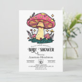 Invitation Petit Baby shower de champignons coloré (Debout devant)
