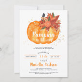 Invitation Petit baby shower de chute à fleurs orangées citro (Devant)