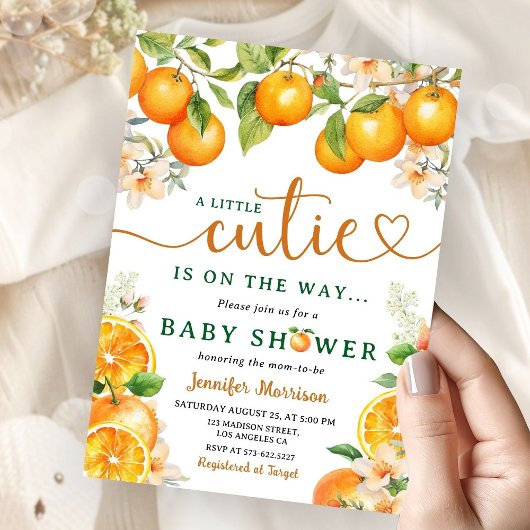Invitation Petit Baby shower de Citrus orange Cutie