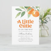 Invitation Petit Baby shower de Citrus orange Cutie (Debout devant)