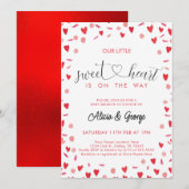 Invitation Petit Baby shower de coeur (Devant / Derrière)