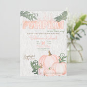 Invitation Petit Baby shower de corail Citrouille (Debout devant)