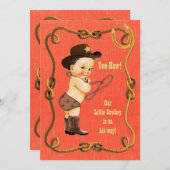 Invitation Petit Baby shower de Cowboy Brunette (Devant / Derrière)