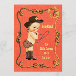 Invitation Petit Baby shower de Cowboy Brunette