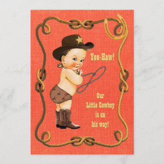 Invitation Petit Baby shower de Cowboy Brunette