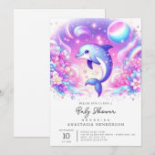 Invitation Petit Baby shower de dauphin magique (Devant / Derrière)