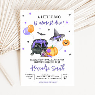 Invitation Petit Baby shower de fantôme de Boo pourpre