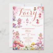 Invitation petit baby shower de fée rouille rose rose fleuri (Devant)