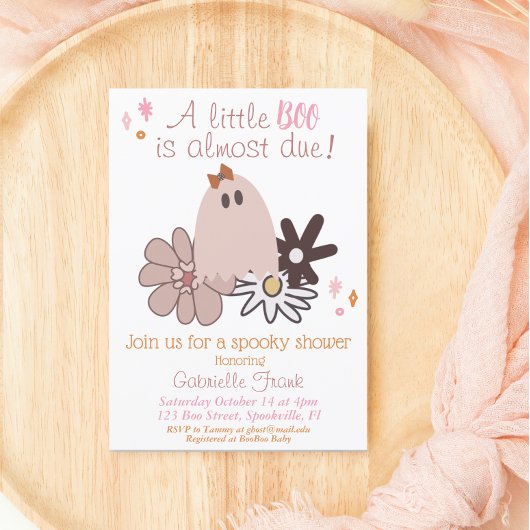Invitation Petit Baby shower de fille Boo